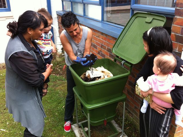 Hungry Bin Worm Farm - A hungry bin installed at the Grey Lynn Community Library.