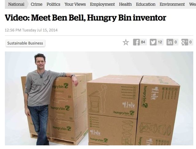 Hungry Bin Worm Farm - NZ Herald, 15 July 2014